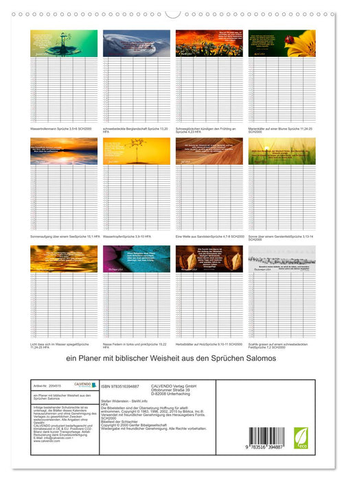 ein Planer mit biblischer Weisheit aus den Sprüchen Salomos (CALVENDO Premium Wandkalender 2026)