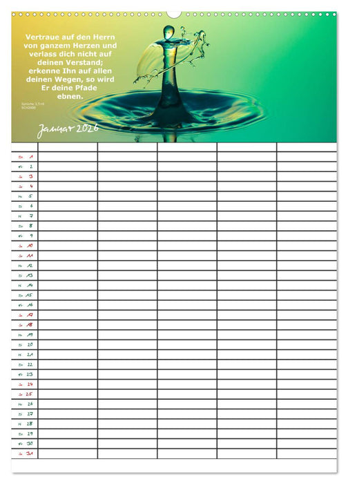 ein Planer mit biblischer Weisheit aus den Sprüchen Salomos (CALVENDO Premium Wandkalender 2026)