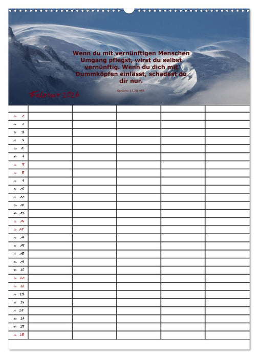 ein Planer mit biblischer Weisheit aus den Sprüchen Salomos (CALVENDO Premium Wandkalender 2026)