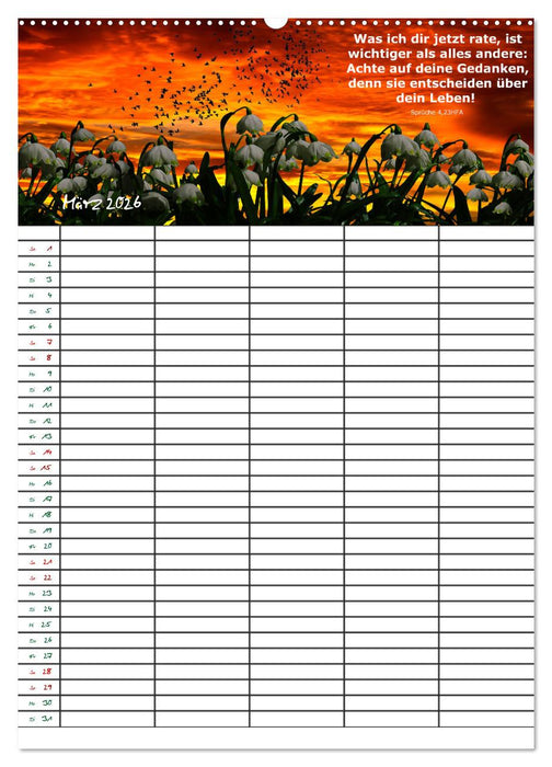 ein Planer mit biblischer Weisheit aus den Sprüchen Salomos (CALVENDO Premium Wandkalender 2026)