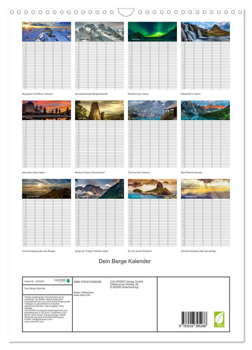 Dein Berge Kalender (CALVENDO Wandkalender 2026)