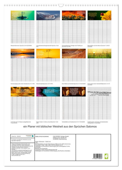 ein Planer mit biblischer Weisheit aus den Sprüchen Salomos (CALVENDO Wandkalender 2026)
