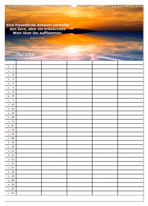 ein Planer mit biblischer Weisheit aus den Sprüchen Salomos (CALVENDO Wandkalender 2026)