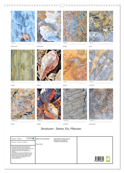 Strukturen - Steine, Eis, Pflanzen (CALVENDO Wandkalender 2026)