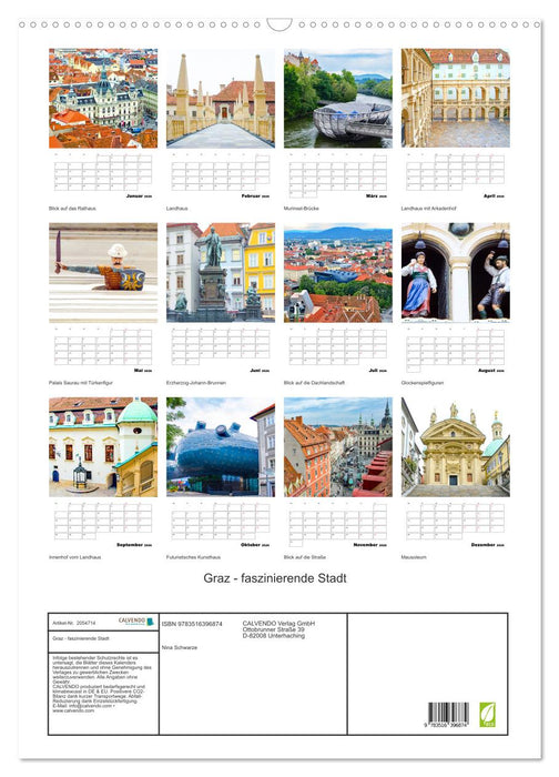 Graz - faszinierende Stadt (CALVENDO Wandkalender 2026)