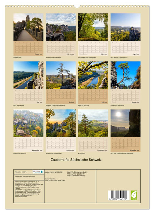 Zauberhafte Sächsische Schweiz (CALVENDO Premium Wandkalender 2026)