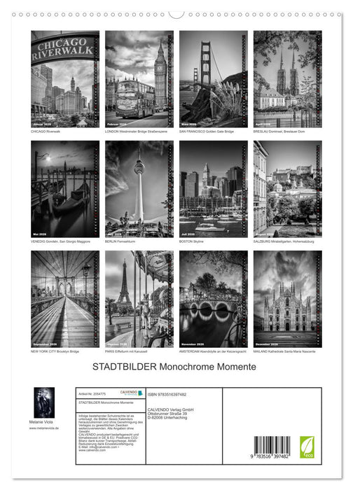 STADTBILDER Monochrome Momente (CALVENDO Premium Wandkalender 2026)