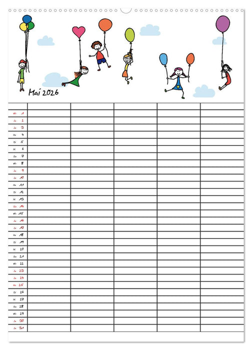 Fröhlicher Familienplaner (CALVENDO Premium Wandkalender 2026)