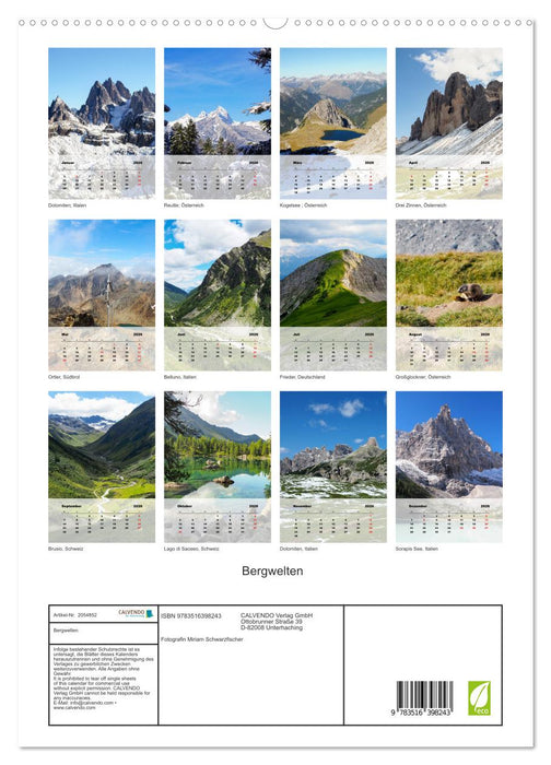 Bergwelten (CALVENDO Premium Wandkalender 2026)