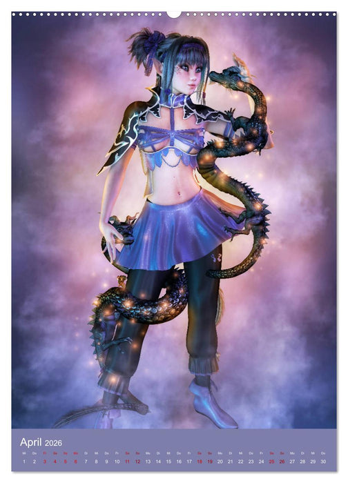 Mädchen im Manga Style (Gothic Art) (CALVENDO Premium Wandkalender 2026)