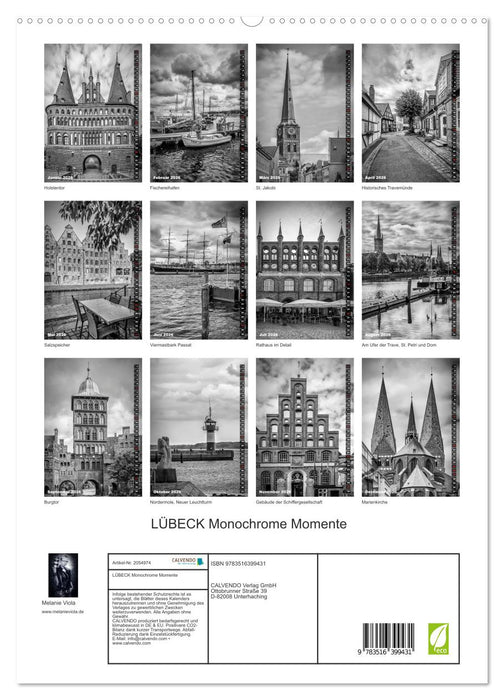 LÜBECK Monochrome Momente (CALVENDO Premium Wandkalender 2026)