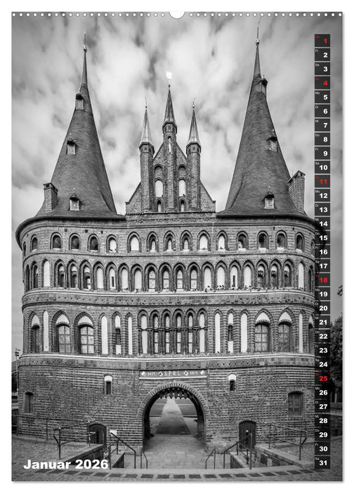 LÜBECK Monochrome Momente (CALVENDO Premium Wandkalender 2026)