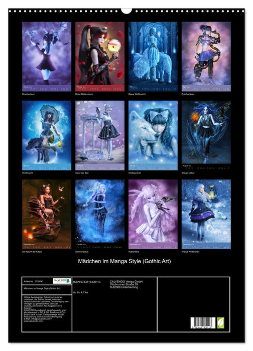 Mädchen im Manga Style (Gothic Art) (CALVENDO Wandkalender 2026)