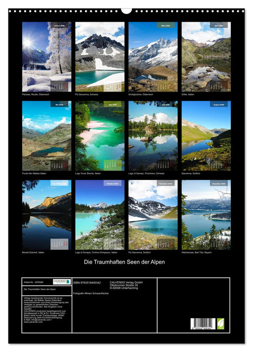 Die Traumhaften Seen der Alpen (CALVENDO Wandkalender 2026)