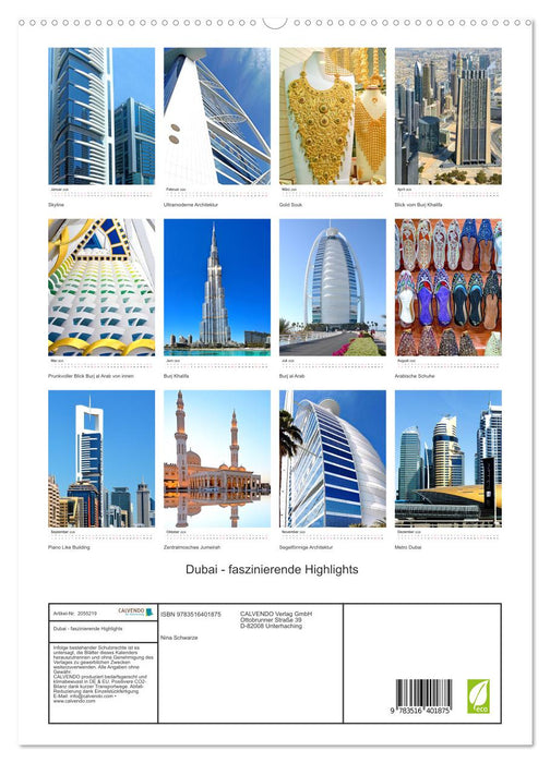 Dubai - faszinierende Highlights (CALVENDO Premium Wandkalender 2026)