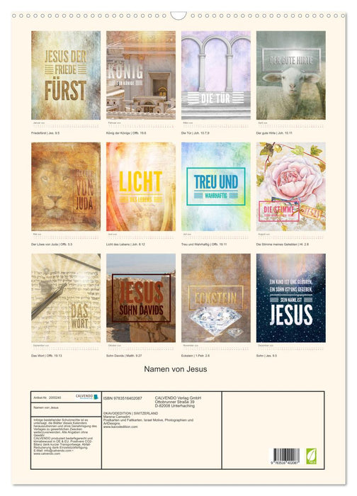 Namen von Jesus (CALVENDO Wandkalender 2026)