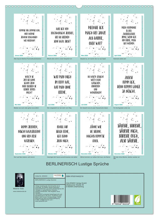 BERLINERISCH Lustige Sprüche (CALVENDO Premium Wandkalender 2026)