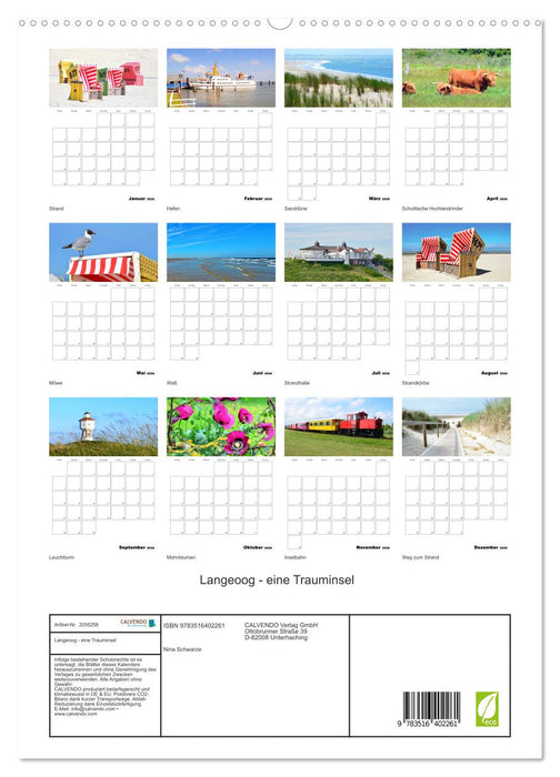 Langeoog - eine Trauminsel (CALVENDO Premium Wandkalender 2026)