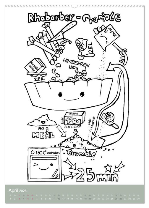 KOCH MAL KALENDER - Lustige Rezepte zum Ausmalen (CALVENDO Premium Wandkalender 2026)
