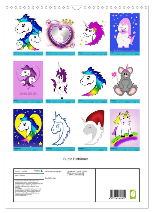 Bunte Einhörner (CALVENDO Wandkalender 2026)