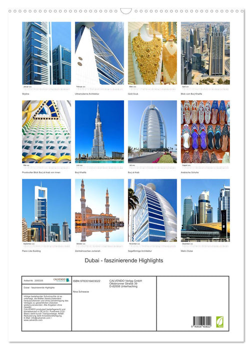 Dubai - faszinierende Highlights (CALVENDO Wandkalender 2026)