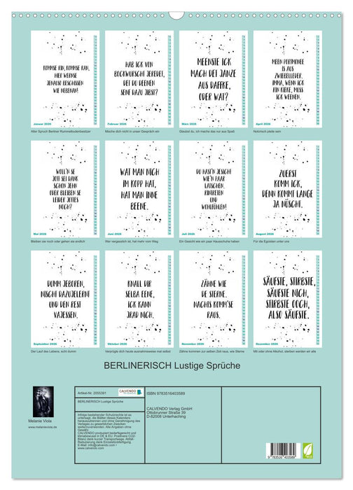 BERLINERISCH Lustige Sprüche (CALVENDO Wandkalender 2026)