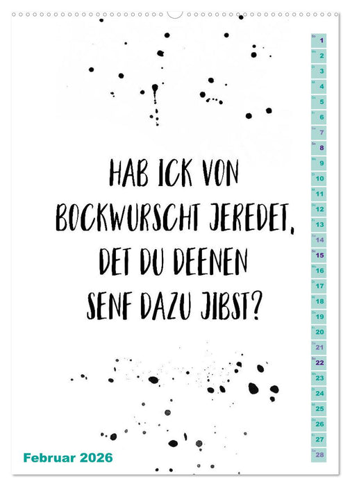 BERLINERISCH Lustige Sprüche (CALVENDO Wandkalender 2026)