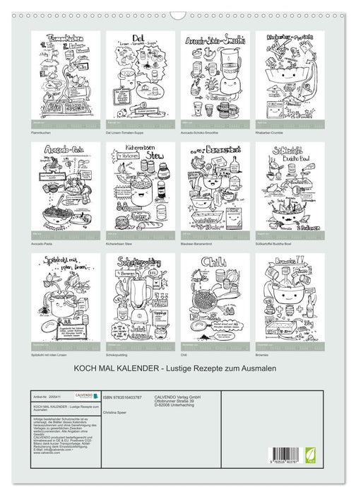 KOCH MAL KALENDER - Lustige Rezepte zum Ausmalen (CALVENDO Wandkalender 2026)