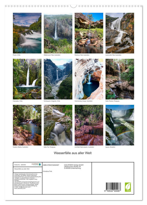 Wasserfälle aus aller Welt (CALVENDO Premium Wandkalender 2026)