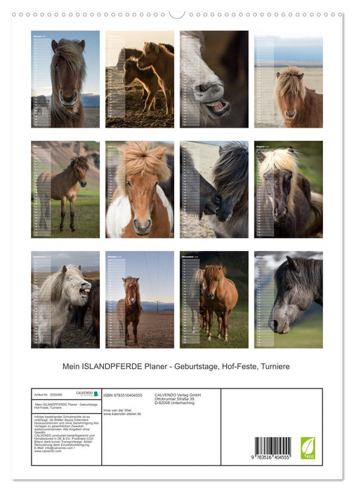 Mein ISLANDPFERDE Planer - Geburtstage, Hof-Feste, Turniere (CALVENDO Premium Wandkalender 2026)