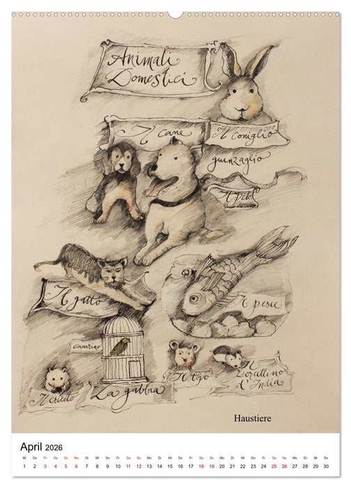 Italienisch Lernen in Bildern (CALVENDO Premium Wandkalender 2026)