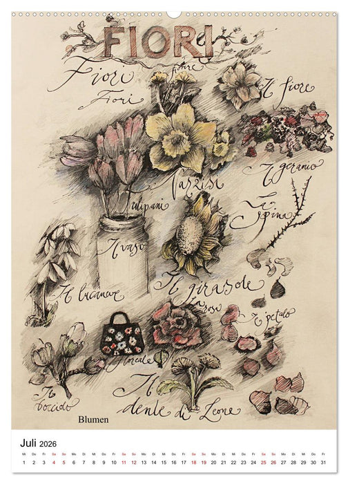 Italienisch Lernen in Bildern (CALVENDO Premium Wandkalender 2026)