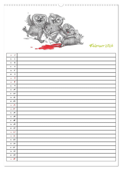 Tieronisch Eulen (CALVENDO Premium Wandkalender 2026)