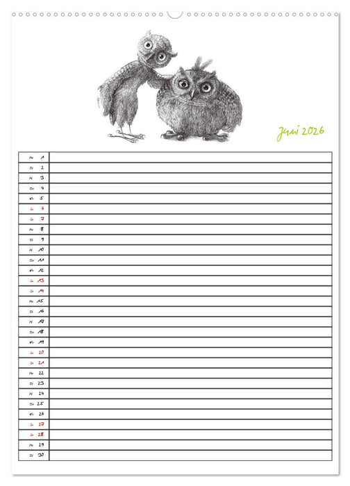 Tieronisch Eulen (CALVENDO Premium Wandkalender 2026)
