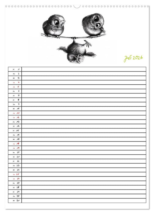 Tieronisch Eulen (CALVENDO Premium Wandkalender 2026)
