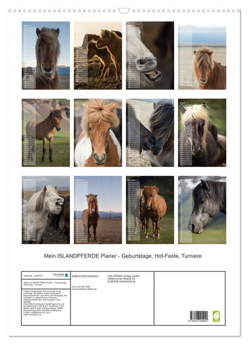 Mein ISLANDPFERDE Planer - Geburtstage, Hof-Feste, Turniere (CALVENDO Wandkalender 2026)