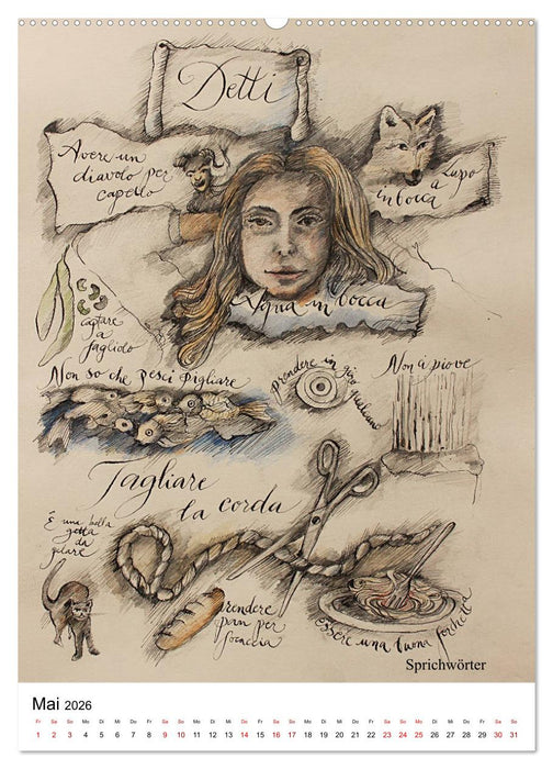 Italienisch Lernen in Bildern (CALVENDO Wandkalender 2026)