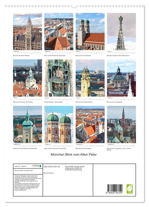 München Blick vom Alten Peter (CALVENDO Premium Wandkalender 2026)