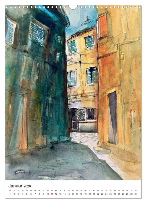 Aquarelle in Hochform (CALVENDO Wandkalender 2026)