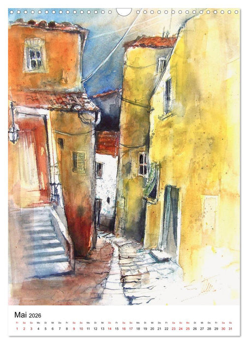 Aquarelle in Hochform (CALVENDO Wandkalender 2026)