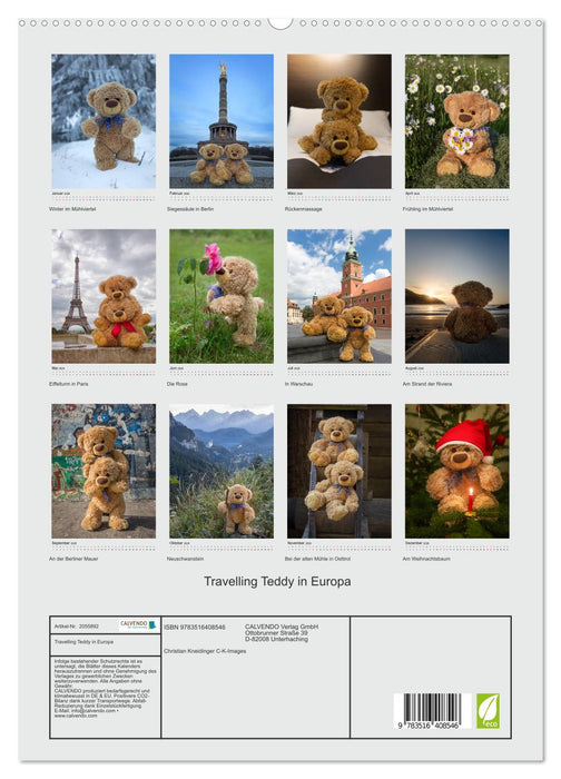 Travelling Teddy in Europa (CALVENDO Premium Wandkalender 2026)