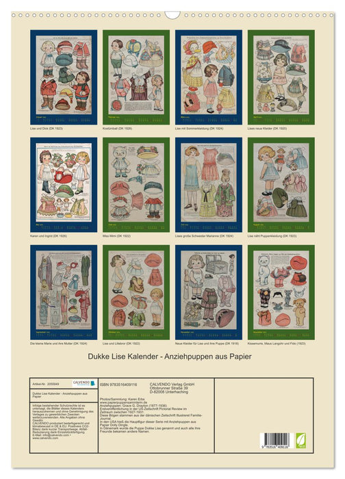 Dukke Lise Kalender - Anziehpuppen aus Papier (CALVENDO Wandkalender 2026)