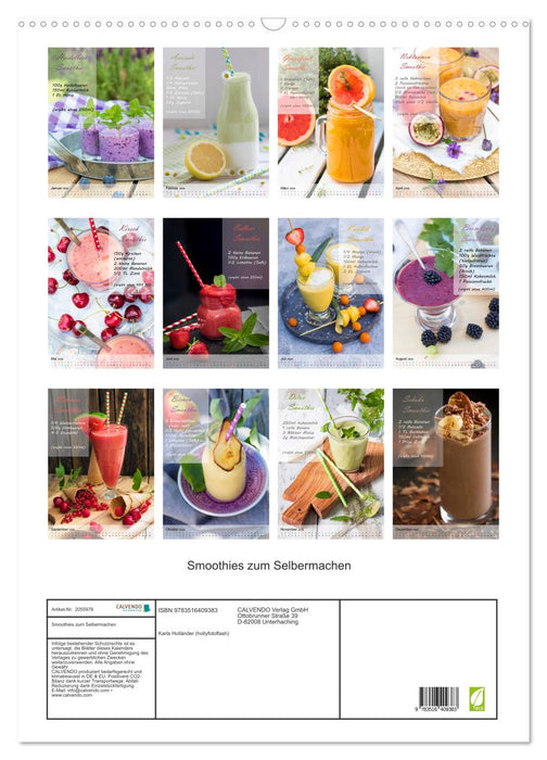 Smoothies zum Selbermachen (CALVENDO Wandkalender 2026)