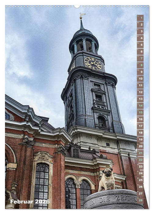 Möpse in Hamburg (CALVENDO Premium Wandkalender 2026)
