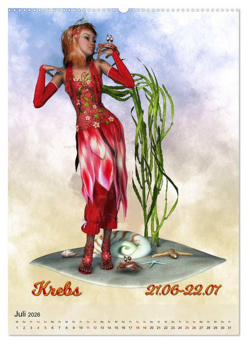 Mädchen im Manga Style (Sternzeichen) (CALVENDO Premium Wandkalender 2026)