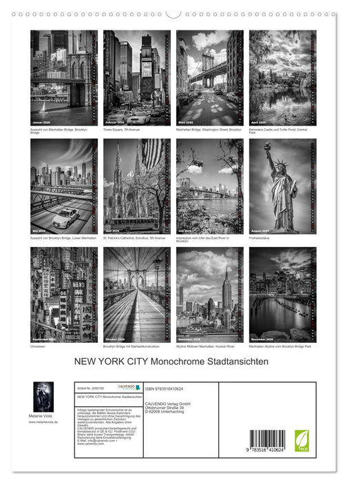 NEW YORK CITY Monochrome Stadtansichten (CALVENDO Premium Wandkalender 2026)