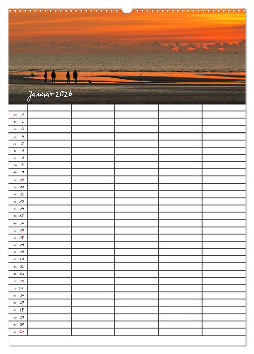 St. Peter Ording Familienplaner (CALVENDO Premium Wandkalender 2026)