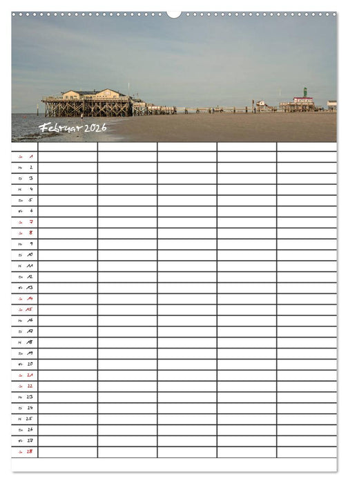 St. Peter Ording Familienplaner (CALVENDO Premium Wandkalender 2026)