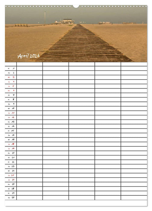 St. Peter Ording Familienplaner (CALVENDO Premium Wandkalender 2026)