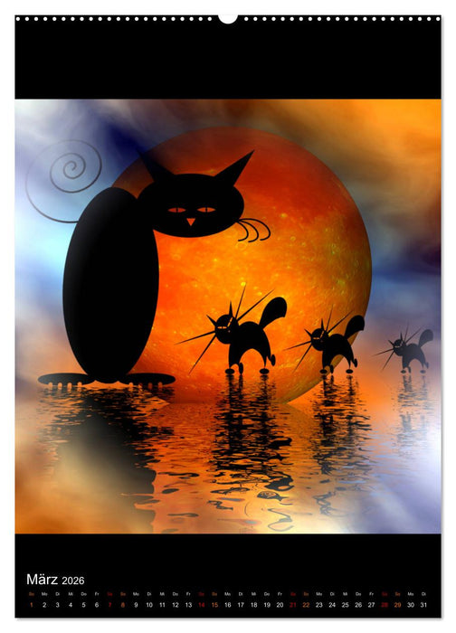 Mooncats - sie leben und sie träumen (CALVENDO Premium Wandkalender 2026)